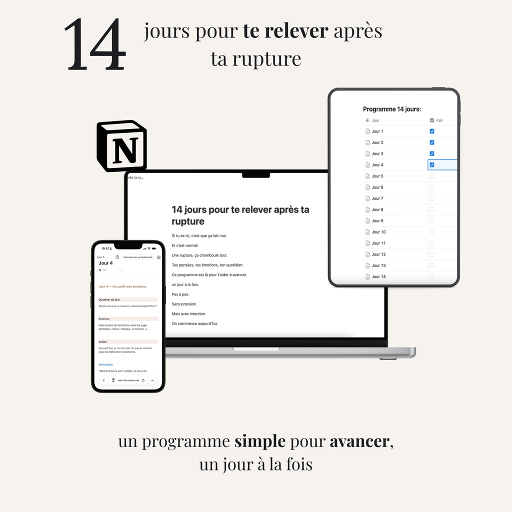 Guide Notion 14 jours pour te relever après ta rupture