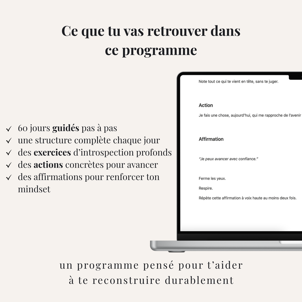 Contenu du programme Notion 60 jours avec exercices guidés après rupture