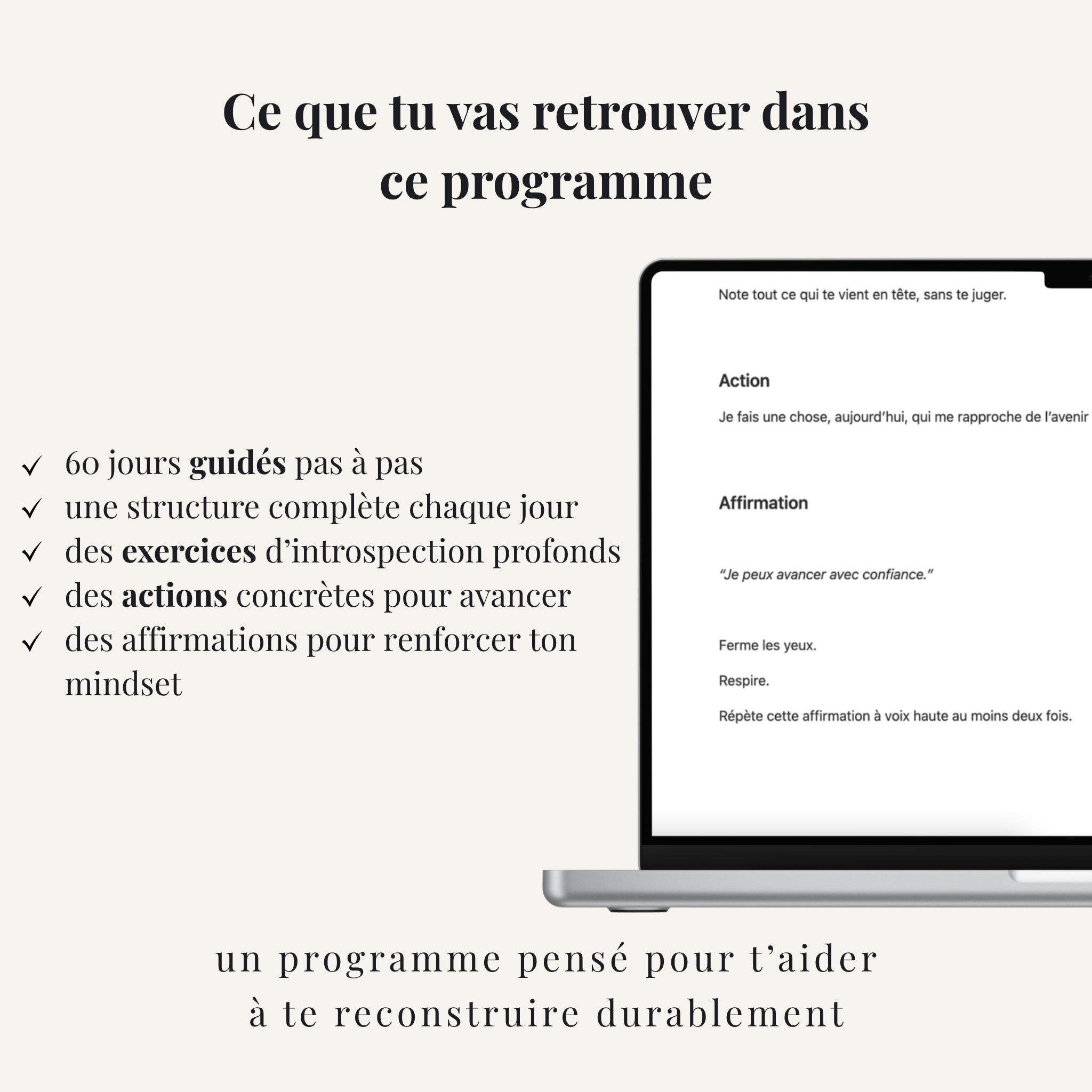 Contenu du programme Notion 60 jours avec exercices guidés après rupture