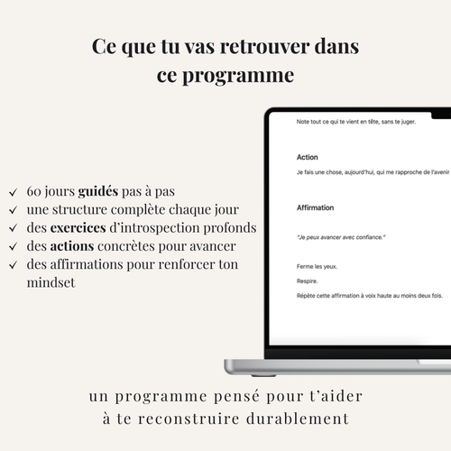 Contenu du programme Notion 60 jours avec exercices guidés après rupture