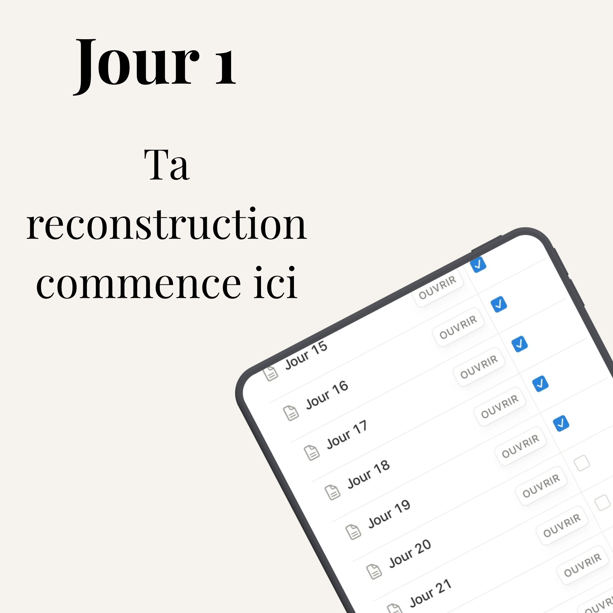 Aperçu du jour 1 du programme Notion de reconstruction après rupture