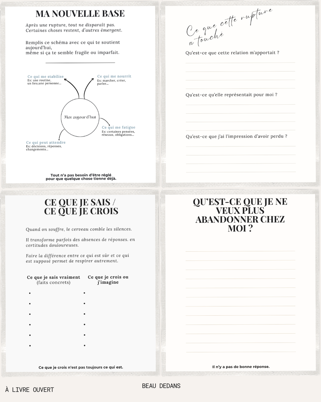 Pages intérieures du carnet Après Nous écriture introspective