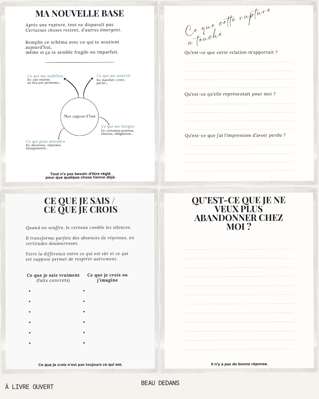 Pages intérieures du carnet Après Nous écriture introspective